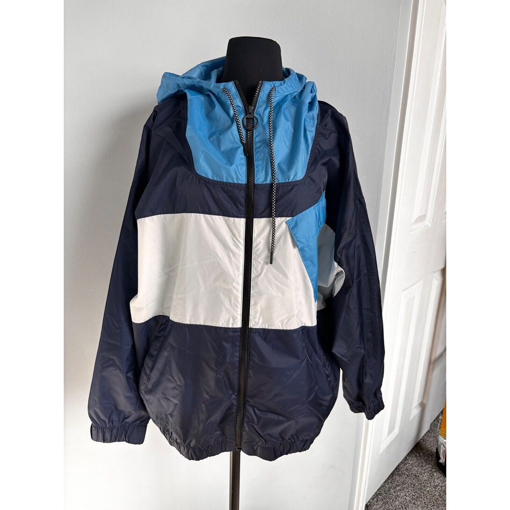 Reebok vintage Women's Windbreaker Jacket Full Zip Hooded‎ Color Block Large